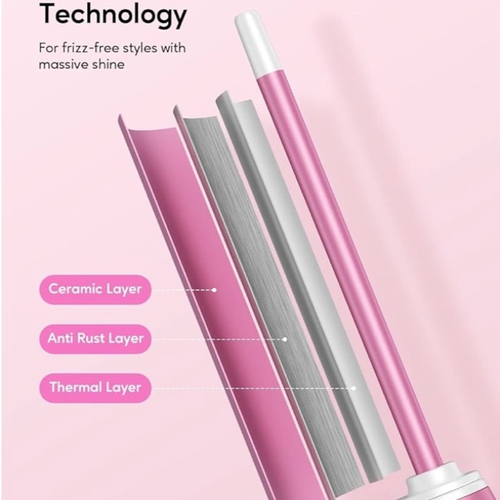Wavytalk 3/8” barrel, Pro Curling Wand, in pink (NIB)  MSRP $37 - Picture 4 of 7